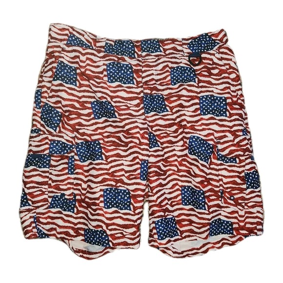 Cabela's Other - Cabela's‎ Mens L Red Blue American Flag Patriotic Cargo Board Short Swim Trunk L